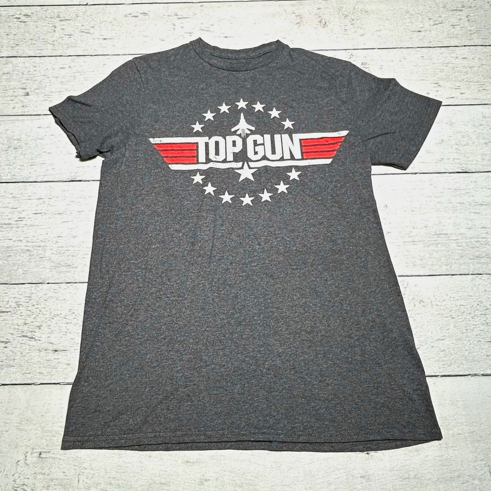 Top Gun Mens Gray Graphic Logo Crew Neck Short Sleeve T-Shirt RN 114927 Small